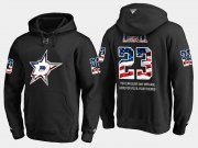 Wholesale Cheap Stars #23 Esa Lindell NHL Banner Wave Usa Flag Black Hoodie