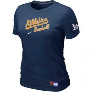 Wholesale Cheap Women's Oakland Athletics Nike Short Sleeve Practice MLB T-Shirt Midnight Blue