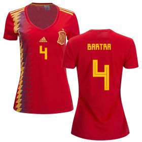 Wholesale Cheap Women\'s Spain #4 Bartra Red Home Soccer Country Jersey