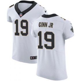 Wholesale Cheap Nike Saints #19 Ted Ginn Jr White Men\'s Stitched NFL Vapor Untouchable Elite Jersey