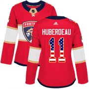 Wholesale Cheap Adidas Panthers #11 Jonathan Huberdeau Red Home Authentic USA Flag Women's Stitched NHL Jersey