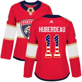 Wholesale Cheap Adidas Panthers #11 Jonathan Huberdeau Red Home Authentic USA Flag Women\'s Stitched NHL Jersey