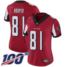 Wholesale Cheap Nike Falcons #81 Austin Hooper Red Team Color Women\'s Stitched NFL 100th Season Vapor Limited Jersey