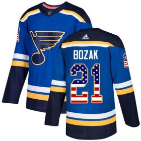 Wholesale Cheap Adidas Blues #21 Tyler Bozak Blue Home Authentic USA Flag Stitched NHL Jersey