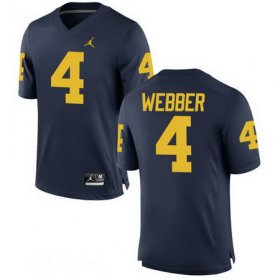 Wholesale Cheap Men\'s Michigan Wolverines #4 Chirs Webber Retired Navy Blue Stitched College Football Brand Jordan NCAA Jersey