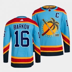 Wholesale Cheap Men\'s Florida Panthers #16 Aleksander Barkov Blue 2022 Reverse Retro Stitched Jersey