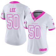 Wholesale Cheap Nike Cowboys #50 Sean Lee White/Pink Women's Stitched NFL Limited Rush Fashion Jersey