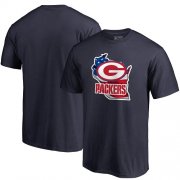 Wholesale Cheap Men's Green Bay Packers NFL Pro Line by Fanatics Branded Navy Banner State T-Shirt