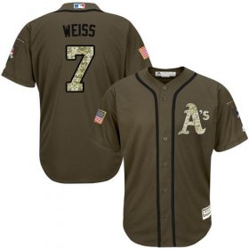 Wholesale Cheap Athletics #7 Walt Weiss Green Salute to Service Stitched MLB Jersey