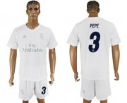 Wholesale Cheap Real Madrid #3 Pepe Marine Environmental Protection Home Soccer Club Jersey