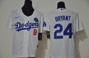 Wholesale Cheap Los Angeles Dodgers #8 #24 Kobe Bryant Youth Nike White Cool Base 2020 KB Patch MLB Jersey