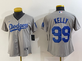 Cheap Women\'s Los Angeles Dodgers #99 Joe Kelly Grey With Los Stitched Cool Base Nike Jerseys
