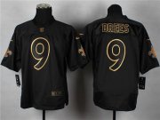 Wholesale Cheap Nike Saints #9 Drew Brees Black Gold No. Fashion Men's Stitched NFL Elite Jersey