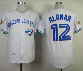 Wholesale Cheap Mitchell And Ness 1993 Blue Jays #12 Roberto Alomar White Throwback Stitched MLB Jersey
