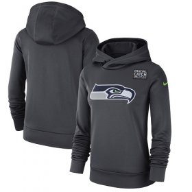 Wholesale Cheap NFL Women\'s Seattle Seahawks Nike Anthracite Crucial Catch Performance Pullover Hoodie