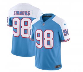 Wholesale Cheap Men\'s Tennessee Titans #98 Jeffery Simmons Blue White 2023 F.U.S.E. Vapor Limited Throwback Football Stitched Jersey