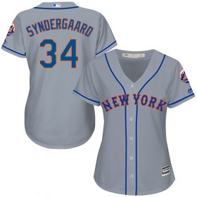 Wholesale Cheap Mets #34 Noah Syndergaard Grey Road Women\'s Stitched MLB Jersey
