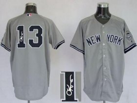 Wholesale Cheap Yankees #13 Alex Rodriguez Grey Autographed Stitched MLB Jersey