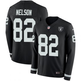 Wholesale Cheap Nike Raiders #82 Jordy Nelson Black Team Color Men\'s Stitched NFL Limited Therma Long Sleeve Jersey