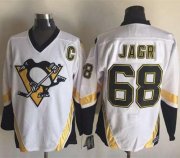 Wholesale Cheap Penguins #68 Jaromir Jagr White CCM Throwback Stitched NHL Jersey