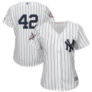 Wholesale Cheap New York Yankees #42 Majestic Women's 2019 Jackie Robinson Day Official Cool Base Jersey White