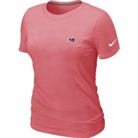 Wholesale Cheap Women\'s Nike Los Angeles Rams Chest Embroidered Logo T-Shirt Pink