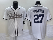 Wholesale Cheap Men's New York Yankees #27 Giancarlo Stanton White With Patch Cool Base Stitched Baseball Jersey