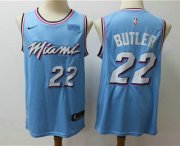Wholesale Cheap Men's Miami Heat #22 Jimmy Butler Light Blue Nike Swingman 2018 playoffs Earned Edition Stitched Jersey With The Sponsor Logo