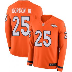 Wholesale Cheap Nike Broncos #25 Melvin Gordon III Orange Team Color Youth Stitched NFL Limited Therma Long Sleeve Jersey