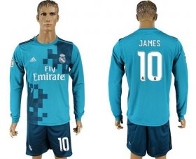 Wholesale Cheap Real Madrid #10 James Sec Away Long Sleeves Soccer Club Jersey