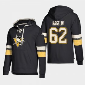 Wholesale Cheap Pittsburgh Penguins #62 Carl Hagelin Black adidas Lace-Up Pullover Hoodie