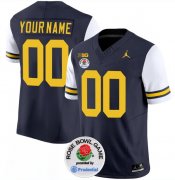 Cheap Men's Michigan Wolverines ACTIVE PLAYER Custom 2023 F.U.S.E. Navy White Rose Bowl Patch Stitched Jersey