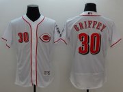 Wholesale Cheap Reds #30 Ken Griffey White Flexbase Authentic Collection Stitched MLB Jersey
