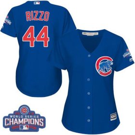 Wholesale Cheap Cubs #44 Anthony Rizzo Blue Alternate 2016 World Series Champions Women\'s Stitched MLB Jersey