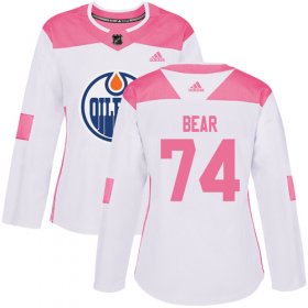 Wholesale Cheap Adidas Oilers #74 Ethan Bear White/Pink Authentic Fashion Women\'s Stitched NHL Jersey