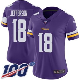 Wholesale Cheap Nike Vikings #18 Justin Jefferson Purple Team Color Women\'s Stitched NFL 100th Season Vapor Untouchable Limited Jersey