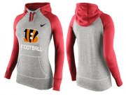 Wholesale Cheap Women's Nike Cincinnati Bengals Performance Hoodie Grey & Red_1