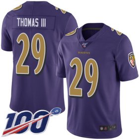 Wholesale Cheap Nike Ravens #29 Earl Thomas III Purple Men\'s Stitched NFL Limited Rush 100th Season Jersey