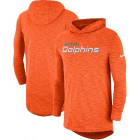 Wholesale Cheap Men\'s Miami Dolphins Nike Orange Sideline Slub Performance Hooded Long Sleeve T-Shirt