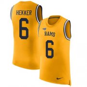Wholesale Cheap Nike Rams #6 Johnny Hekker Gold Men's Stitched NFL Limited Rush Tank Top Jersey