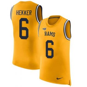 Wholesale Cheap Nike Rams #6 Johnny Hekker Gold Men\'s Stitched NFL Limited Rush Tank Top Jersey