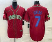 Cheap Mens Mexico Baseball #7 Julio Urias 2023 Red Blue World Baseball Classic Stitched Jersey