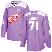 Wholesale Cheap Adidas Red Wings #71 Dylan Larkin Purple Authentic Fights Cancer Stitched Youth NHL Jersey