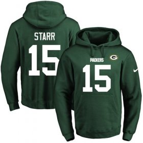 Wholesale Cheap Nike Packers #15 Bart Starr Green Name & Number Pullover NFL Hoodie