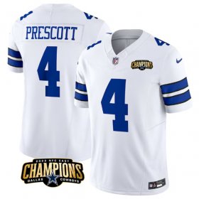 Cheap Men\'s Dallas Cowboys #4 Dak Prescott White 2023 F.U.S.E. NFC East Champions Patch Football Stitched Jersey