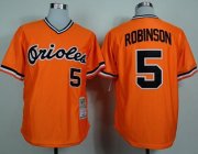 Wholesale Cheap Mitchell and Ness 1975 Orioles #5 Brooks Robinson Orange Throwback Stitched MLB Jersey