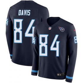 Wholesale Cheap Nike Titans #84 Corey Davis Navy Blue Team Color Men\'s Stitched NFL Limited Therma Long Sleeve Jersey