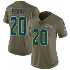 Wholesale Cheap Nike Seahawks #20 Rashaad Penny Olive Women\'s Stitched NFL Limited 2017 Salute to Service Jersey