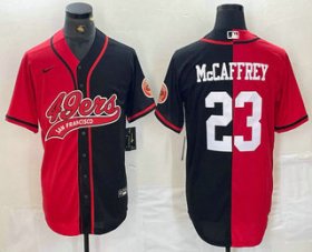 Cheap Men\'s San Francisco 49ers #23 Christian McCaffrey Red Black Two Tone Cool Base Stitched Baseball Jersey