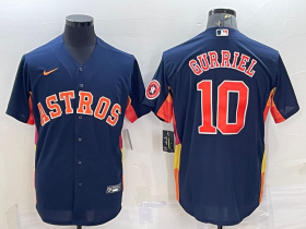 Wholesale Cheap Men\'s Houston Astros #10 Yuli Gurriel Navy Blue With Patch Stitched MLB Cool Base Nike Jersey